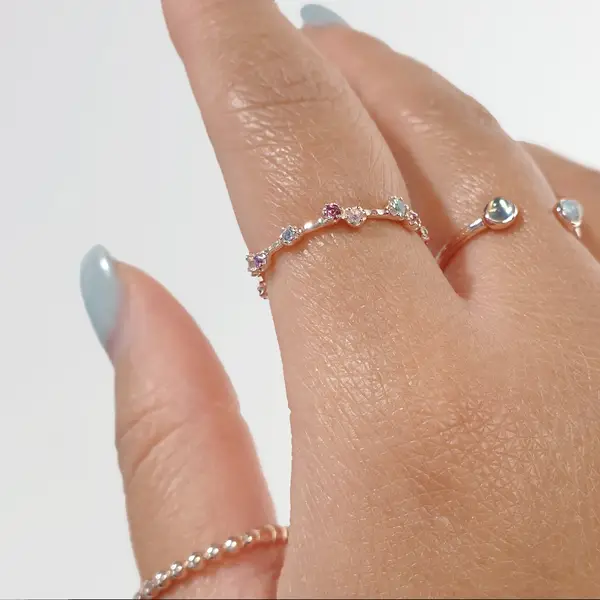 Leaf Jewelry Silber Ring, Eternity Gems, Gelbgold Günstiger Verkauf