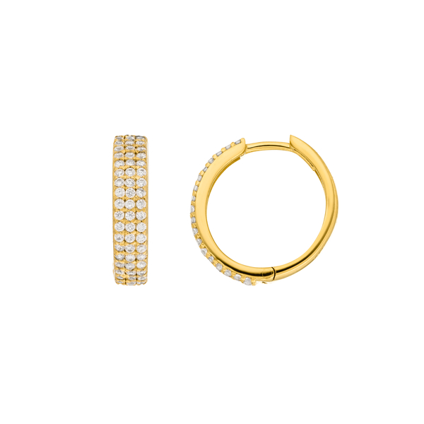Leaf Jewelry Creole Shiny mit Zirkonia, 18 K Gelbgold vergoldet Fabrik Onlineshop