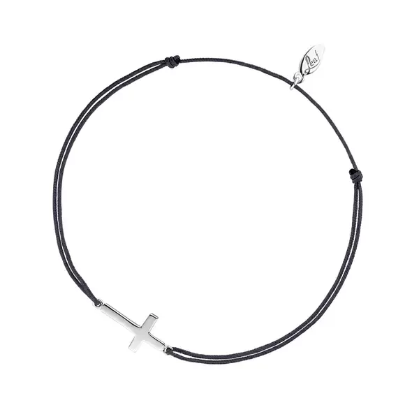 Leaf Jewelry Glücksbändchen Kreuz, 925 Sterlingsilber, Anthrazit Versandkostenfrei