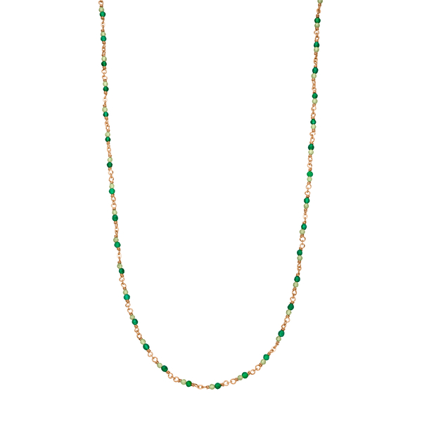 Leaf Jewelry Halskette Grüner Achat, 18 K Rosegold vergoldet Zeitlich begrenztes Angebot