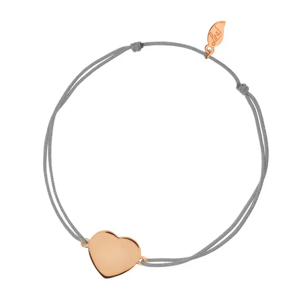 Leaf Jewelry Glücksbändchen Heart-Disc, matt, Roségold vergoldet, grau VIP-Rabatte