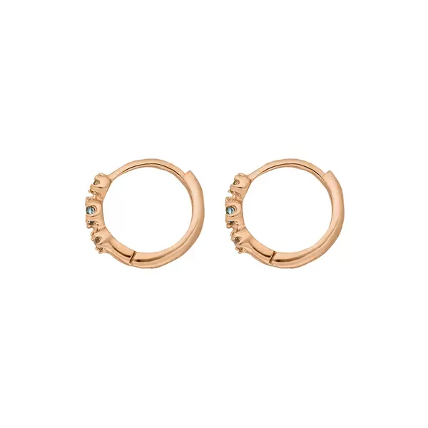 Leaf Jewelry Creole Three Gems, Blauer Topas, 18 K Rosegold vergoldet Tiefpreis