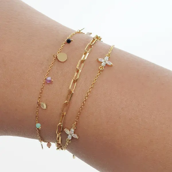 Leaf Jewelry Armkette Leaf Flower Charms, 18 K Gelbgold vergoldet Begrenzte Freigabe