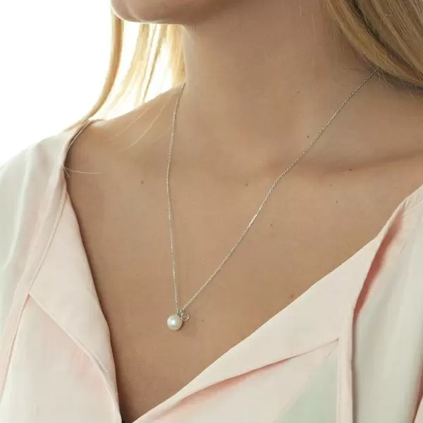 Leaf Jewelry Halskette Two Drop, 925 Sterlingsilber, Perle/Bergkristall JETZT KAUFEN