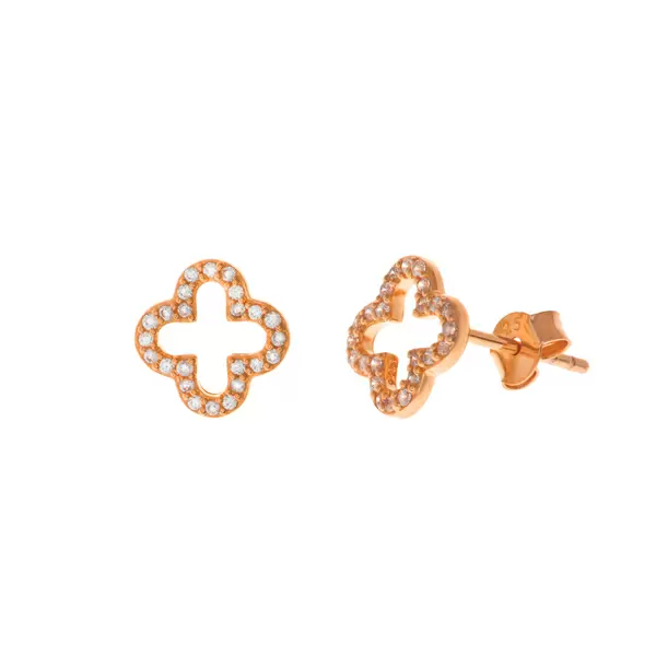 Leaf Jewelry Ohrstecker Kleeblatt mit Zirkonia, 925 Sterlingsilber Zeitbegrenzte Promotion