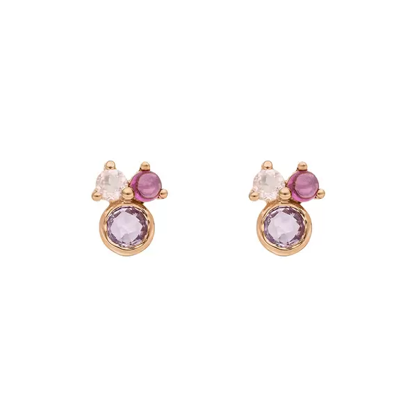 Leaf Jewelry Ohrstecker Three Gems, Amethyst, 18 K Rosegold vergoldet Bis zu 60% Rabatt