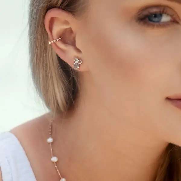 Leaf Jewelry Ohrstecker Three Gems, Amethyst, 18 K Rosegold vergoldet Bis zu 60% Rabatt