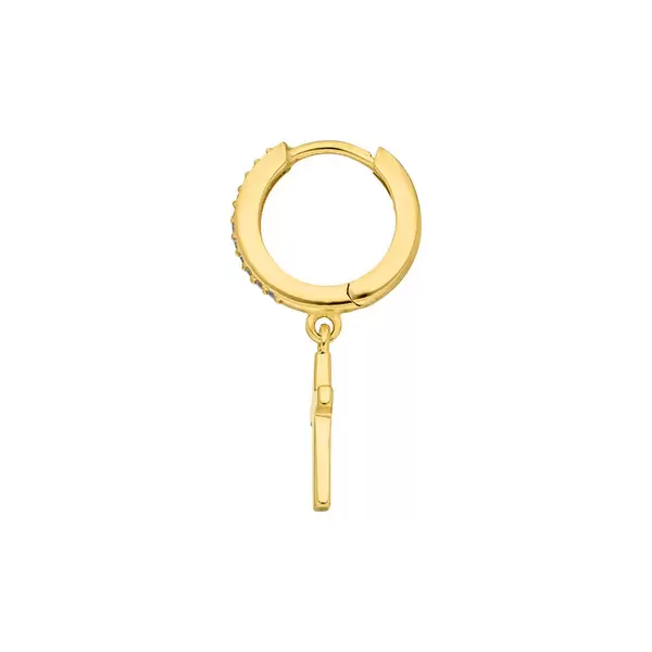 Leaf Jewelry Single Creole CROSS/Zirkonia, 18 K Gelbgold vergoldet Bis zu 55% Rabatt
