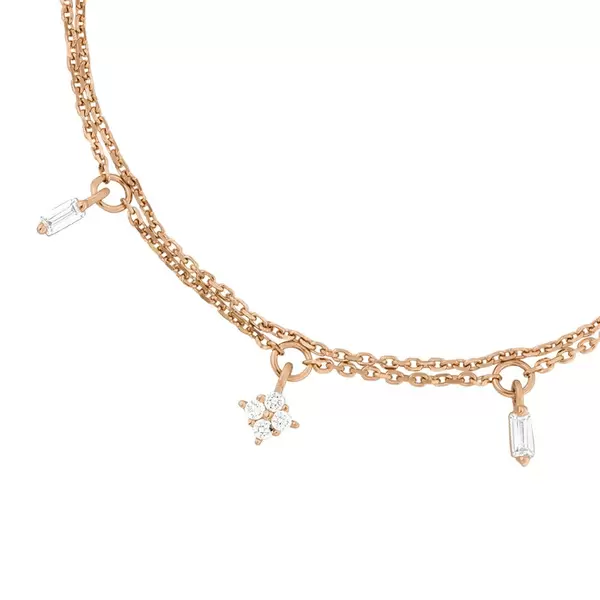 Leaf Jewelry Armkette CRYSTAL, 18 K Rosegold vergoldet Kostenloser Versand international