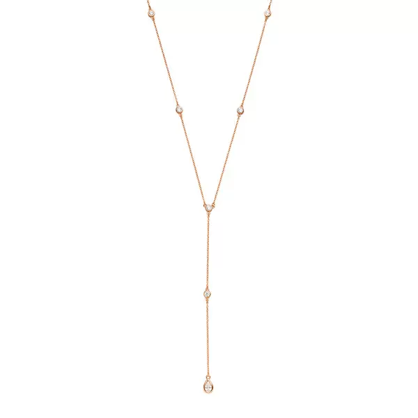Leaf Jewelry Y-Halskette Pure mit Zirkonia, 18 K Rosegold vergoldet im Angebot
