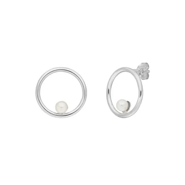 Leaf Jewelry Ohrstecker Circle mit Perle, 925 Sterlingsilber Sonderangebot