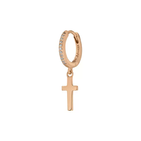 Leaf Jewelry Single Creole CROSS/Zirkonia, 18 K Rosegold vergoldet Günstig kaufen