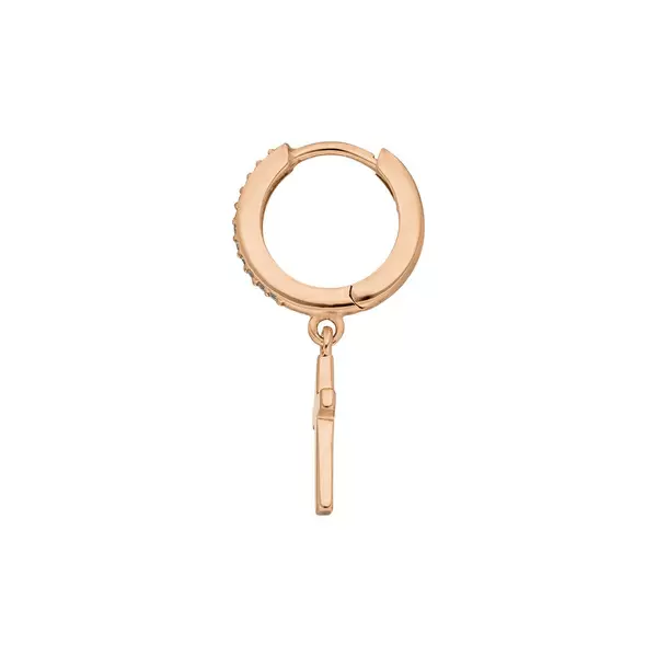 Leaf Jewelry Single Creole CROSS/Zirkonia, 18 K Rosegold vergoldet Günstig kaufen