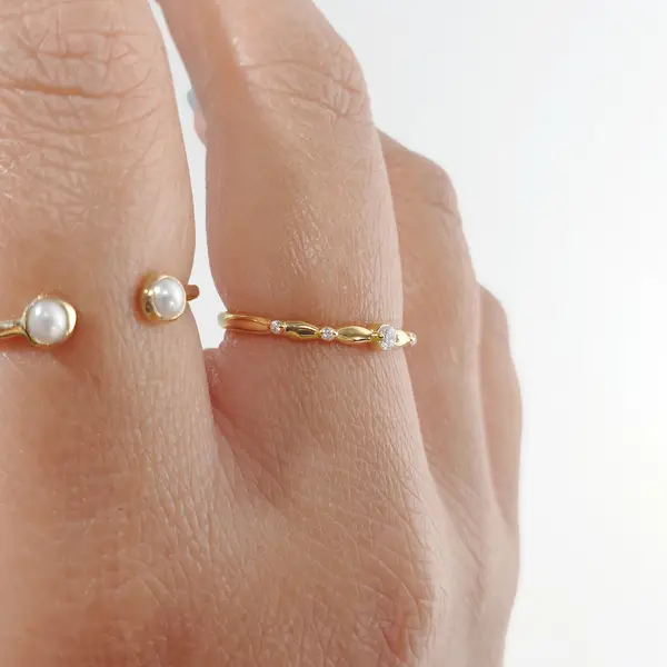 Leaf Jewelry Silber Ring mit Zirkonia, Gelbgold, Gr.52 Großer Ausverkauf