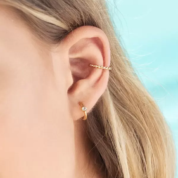 Leaf Jewelry Creole One Gem, Amethyst, 18 K Gelbgold vergoldet Flash Sale