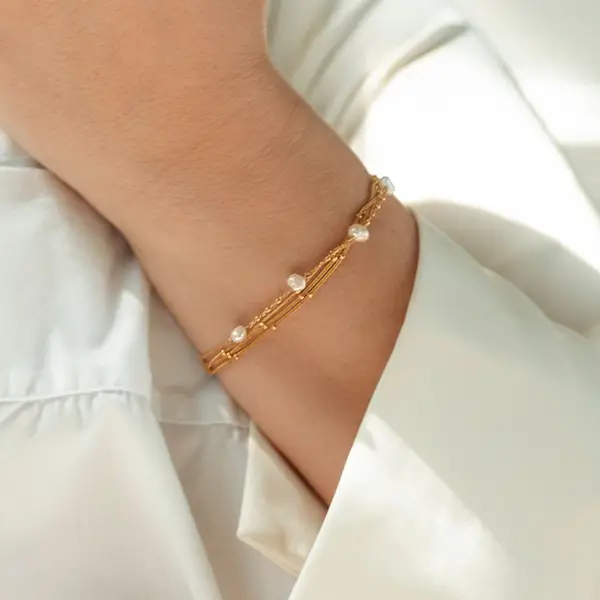 Leaf Jewelry Armkette Perle, 18 K Gelbgold vergoldet Exklusivangebot