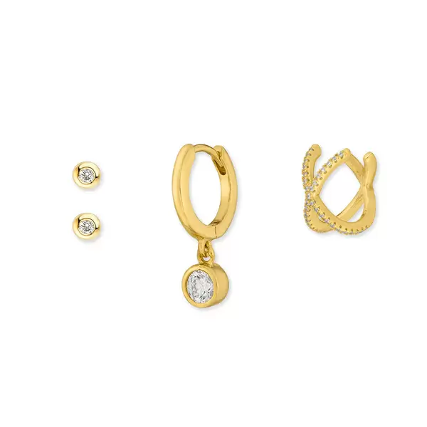 Leaf Jewelry Ear Mix, 4-er Set, 18 K Gelbgold vergoldet Cyber Monday