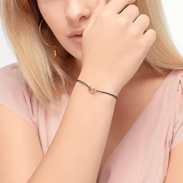 Leaf Jewelry Glücksbändchen Cowrie Shell, 18 K Rosegold vergoldet, Navy Weihnachtsangebot