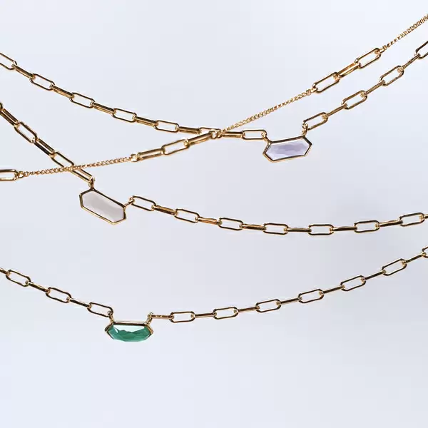 Leaf Jewelry Silber Halskette, CUBE, Grüner Achat, Rosegold Muttertagsangebot