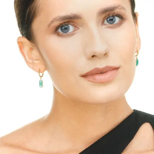 Leaf Jewelry Silber Creole, CUBE, Grüner Achat, Rosegold VIP-Rabatte