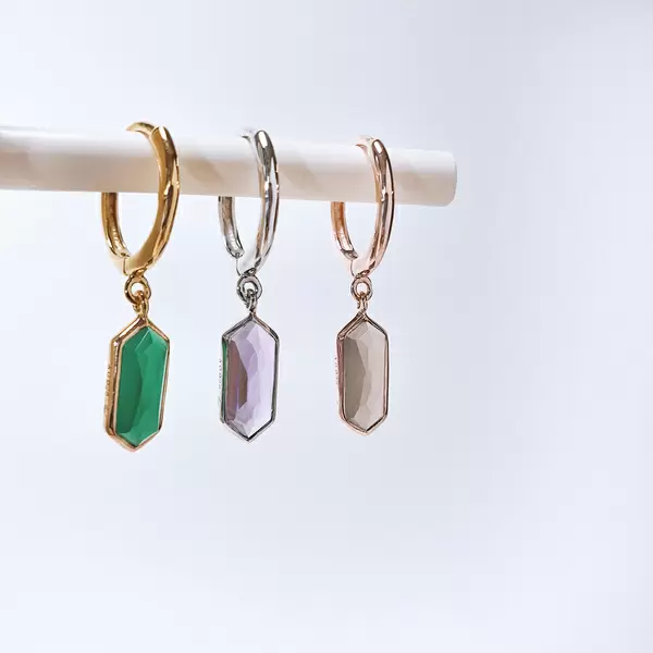 Leaf Jewelry Silber Creole, CUBE, Grüner Achat, Rosegold VIP-Rabatte