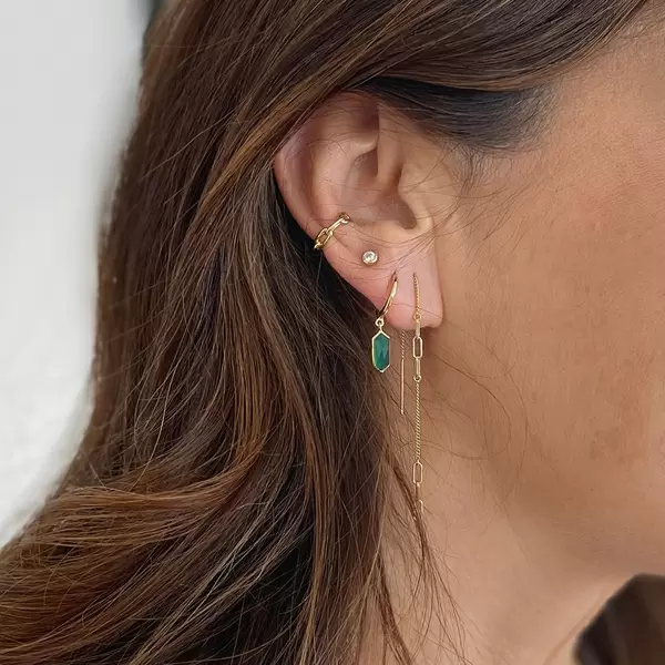 Leaf Jewelry Silber Creole, CUBE, Grüner Achat, Rosegold VIP-Rabatte