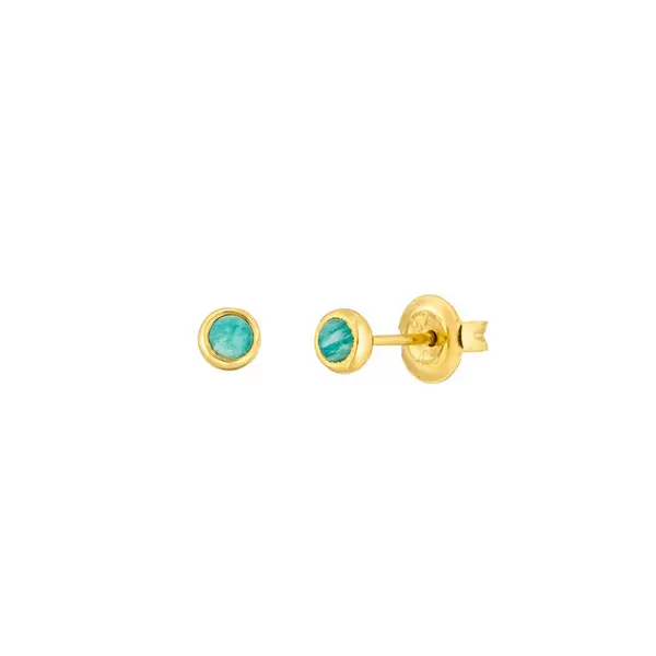 Leaf Jewelry Ohrstecker Pure Amazonit, 3mm, 18 K Gelbgold vergoldet Begrenzte Freigabe