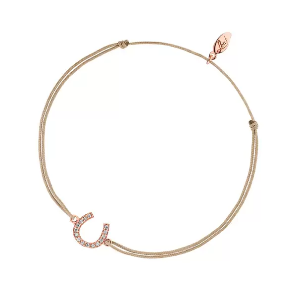 Leaf Jewelry Glücksbändchen Hufeisen, 18 K Rosegold vergoldet, Beige Zeitbegrenzte Promotion
