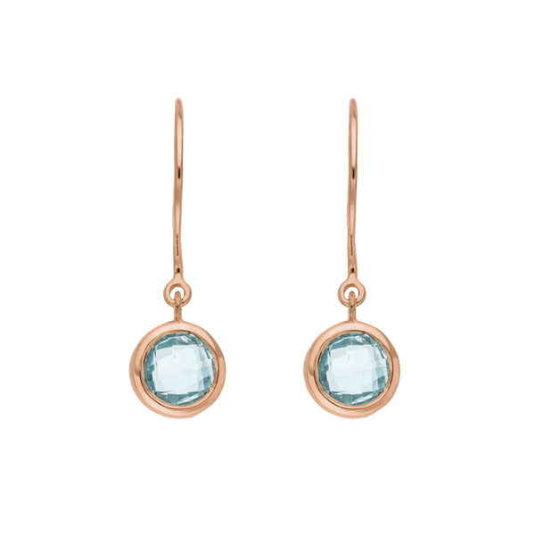 Leaf Jewelry Ohrhänger Solitär, Blauer Topaz, 18 K Rosegold vergoldet Bis zu 65% Rabatt