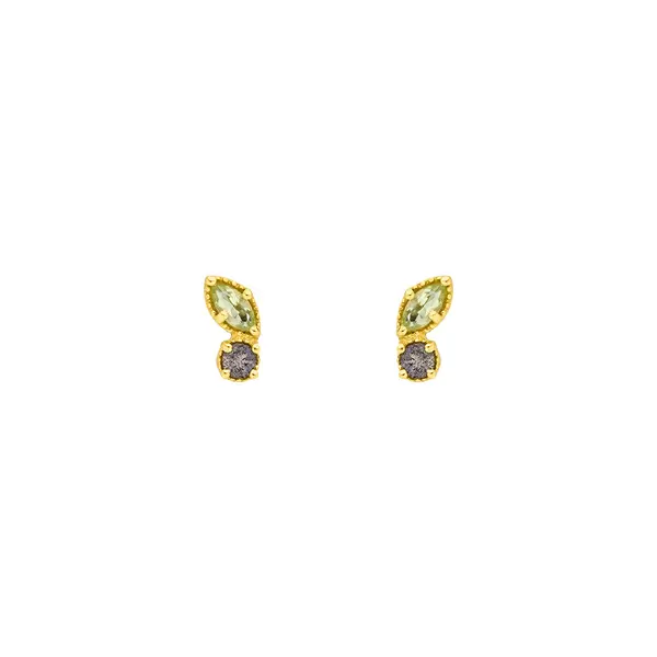 Leaf Jewelry Ohrstecker Two Gems, Peridot, 18 K Gelbgold vergoldet Nur für heute