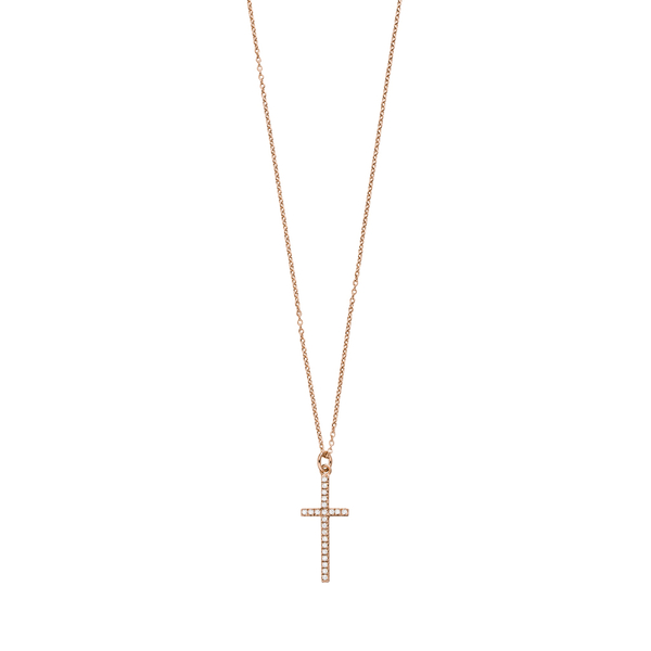Leaf Jewelry Halskette Kreuz mit Zirkonia, 18 K Rosegold vergoldet Nur noch ein Tag übrig