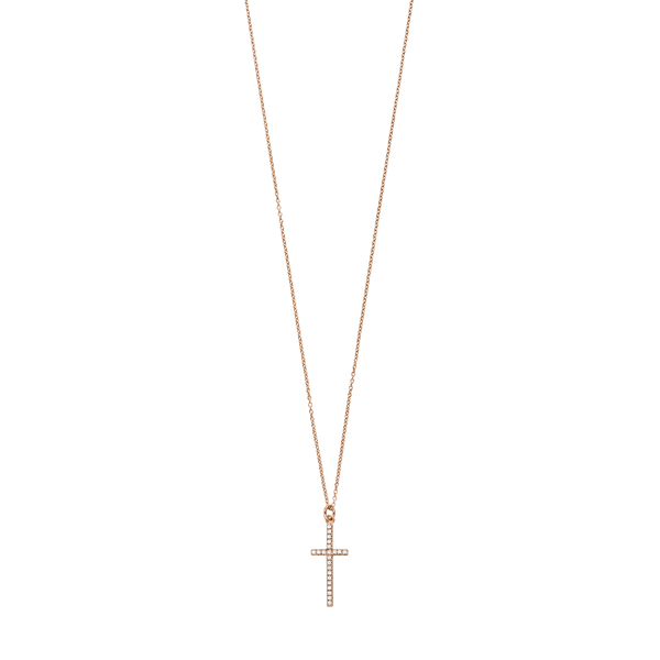 Leaf Jewelry Halskette Kreuz mit Zirkonia, 18 K Rosegold vergoldet Nur noch ein Tag übrig