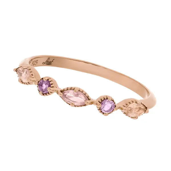 Leaf Jewelry Silber Ring, Oval Gems, Rosenquarz, Rosegold Begrenzt auf 3 Tage