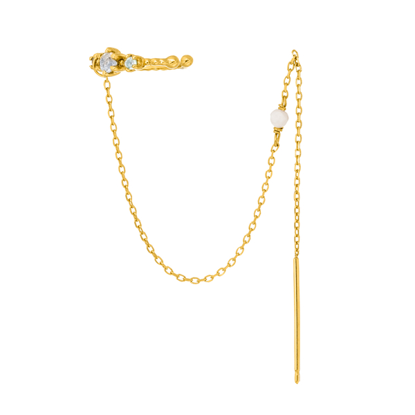 Leaf Jewelry Earcandy, Mondstein/Blauer Topaz, 18 K Gelbgold vergoldet Speichern exportieren