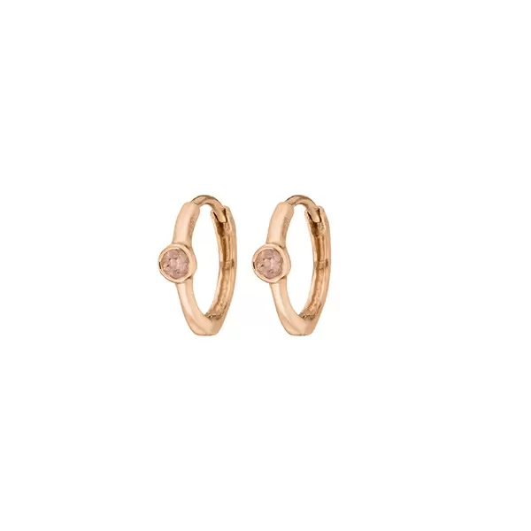 Leaf Jewelry Creole One Gem, Rosenquarz, 18 K Rosegold vergoldet Outlet