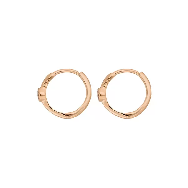 Leaf Jewelry Creole One Gem, Rosenquarz, 18 K Rosegold vergoldet Outlet