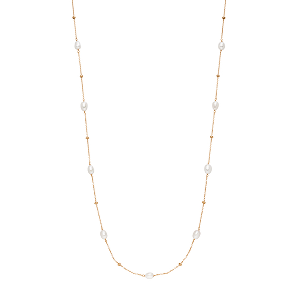 Leaf Jewelry Halskette Perlen Basic, 18 K Rosegold vergoldet im Angebot