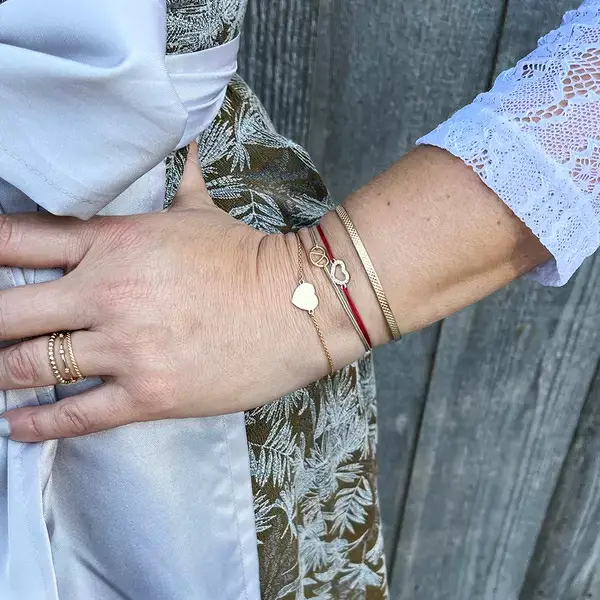 Leaf Jewelry Glücksarmbändchen Herz Zirkonia, Gelbgold vergoldet, Grau Blitzverkäufe
