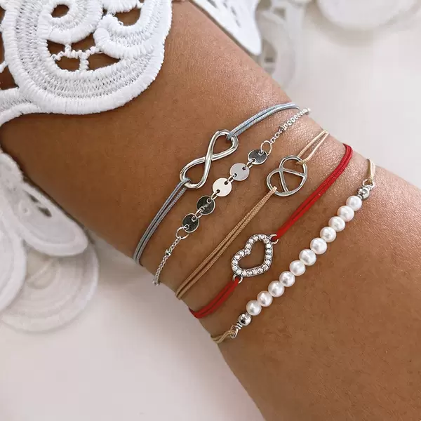 Leaf Jewelry Glücksarmbändchen Herz Zirkonia, Gelbgold vergoldet, Grau Blitzverkäufe