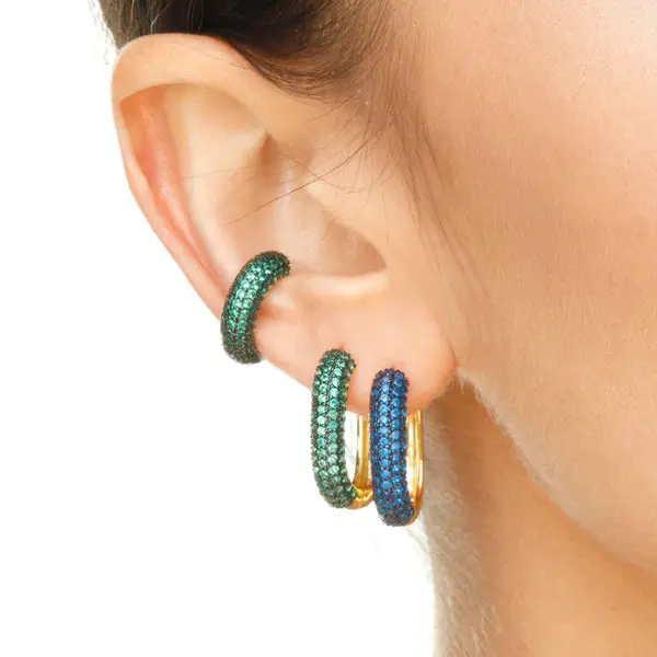 Leaf Jewelry Silber Creole, PAVE Blau, Gelbgold Fabrik Onlineshop