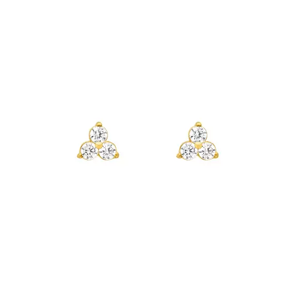 Leaf Jewelry Ohrstecker Triple Zirkonia, 18 K Gelbgold vergoldet Fabrikpreis