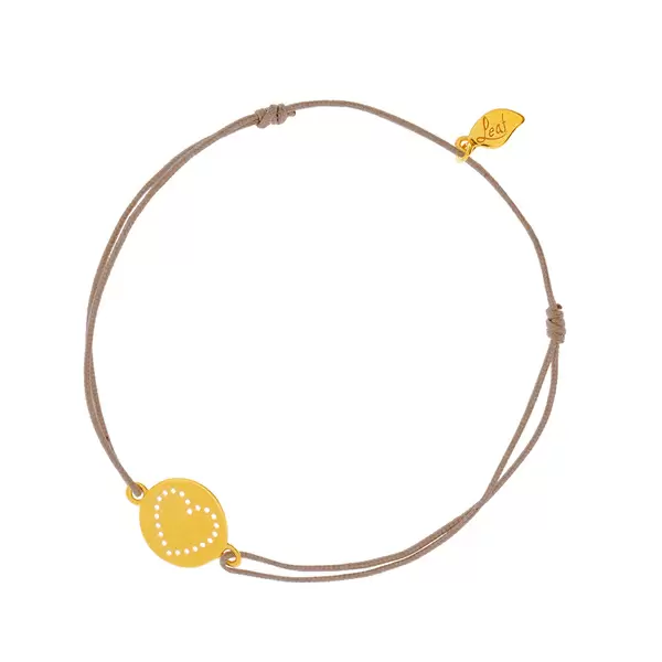 Leaf Jewelry Glücksbändchen Disc HEART, Gelbgold vergoldet, beige Flash Sale