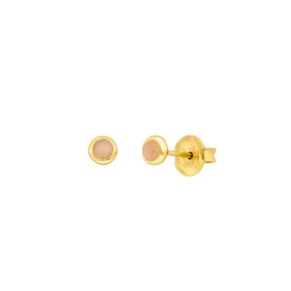 Leaf Jewelry Ohrstecker Pure Peach Mondstein, 3mm, 18 K Gelbgold vergoldet Vatertagsangebot