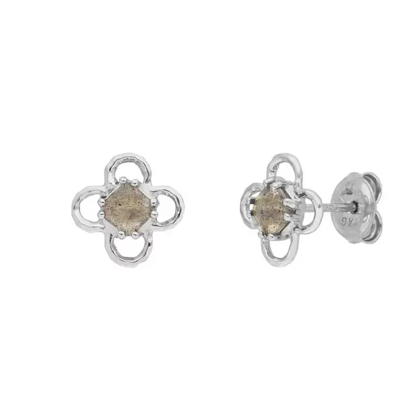 Leaf Jewelry Ohrstecker Clover Gem, Labradorit, 925 Sterlingsilber Exklusive Angebote