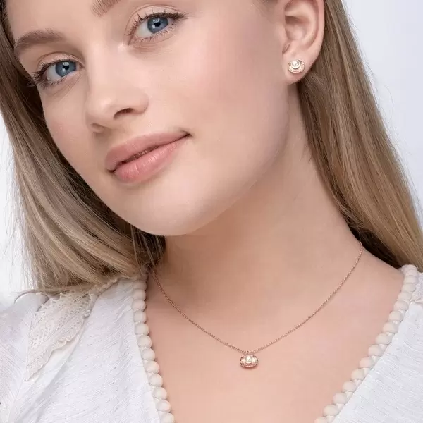 Leaf Jewelry Halskette Muschel mit Perle, 18 K Rosegold vergoldet Räumungsverkauf