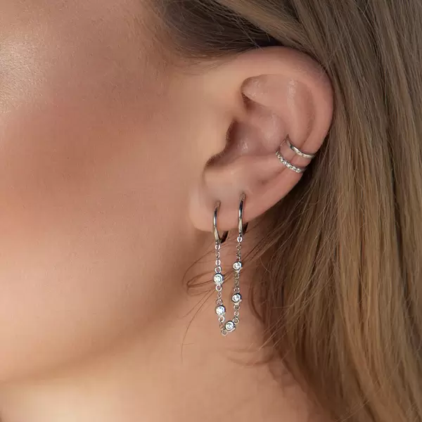 Leaf Jewelry Ear Candy - Double Hoop, Zirkonia, 18 K Rosegold vergoldet Tiefpreis