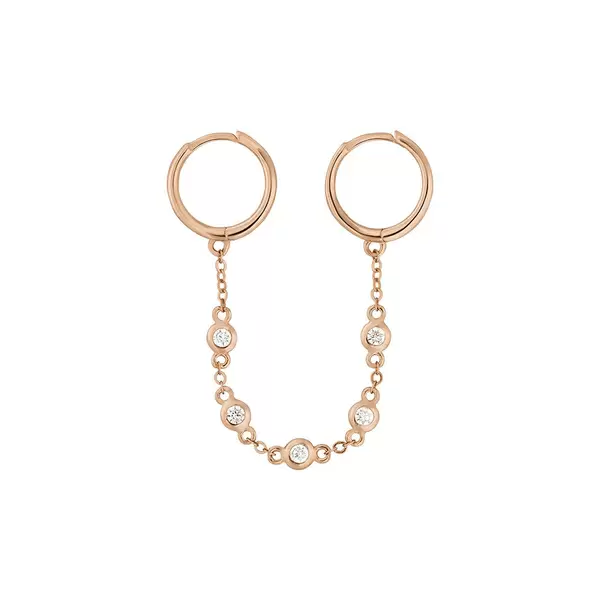 Leaf Jewelry Ear Candy - Double Hoop, Zirkonia, 18 K Rosegold vergoldet Tiefpreis