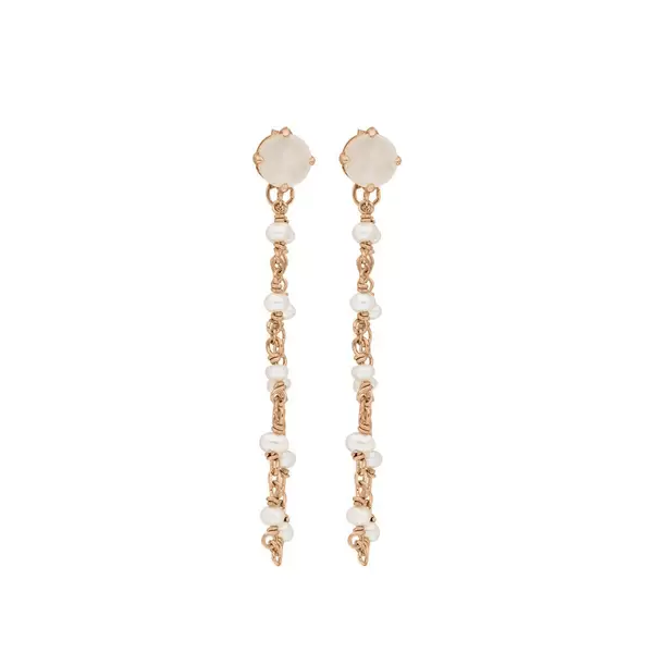 Leaf Jewelry Ohrhänger Flying Gem, Perle/Rosenquarz, 18 K Rosegold vergoldet Letzter Tag