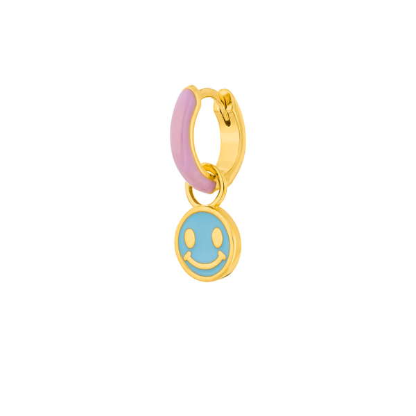 Leaf Jewelry Single Creole "Happy" EMOJI, 18 K Gelbgold vergoldet zollfrei