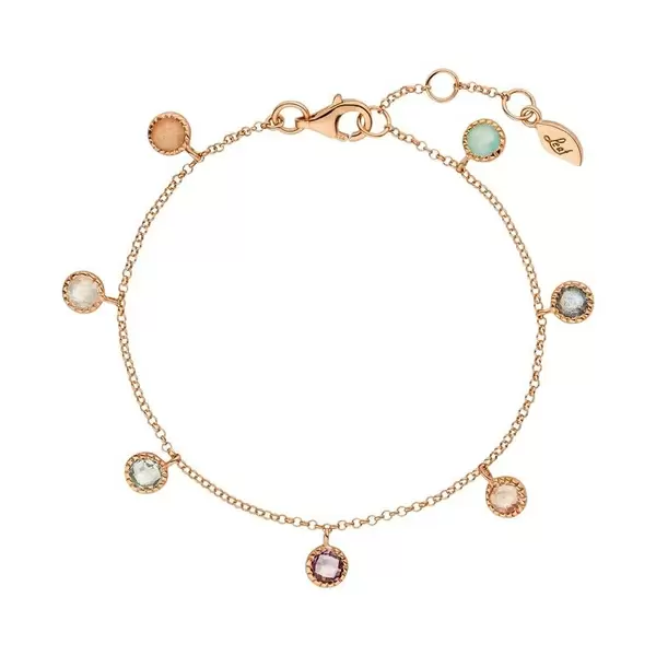 Leaf Jewelry Armkette Sweet Drops, Mix Gems, 18 K Rosegold vergoldet Fabrikverkauf
